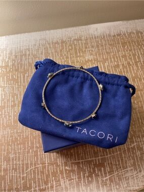 Tacori Silver Bangle with Blue Gem Accents